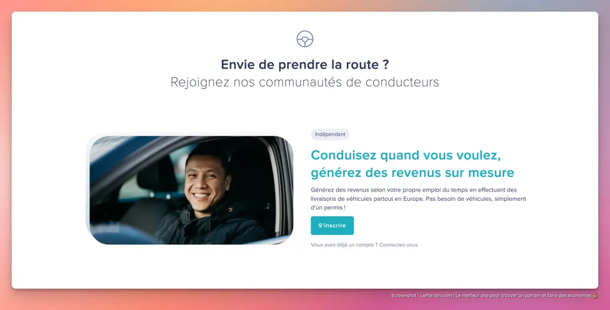 Capture d'écran 1 du programme de parrainage Driiveme