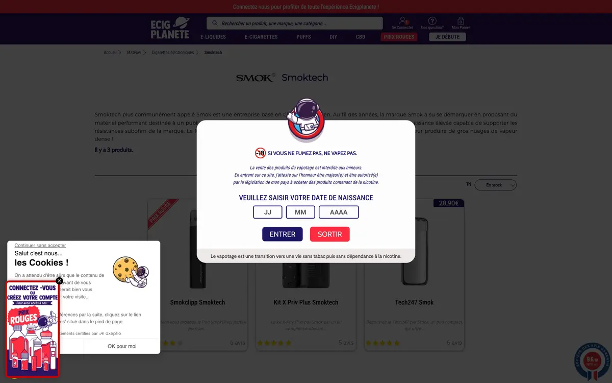 Aperçu du site officiel Ecigplanete