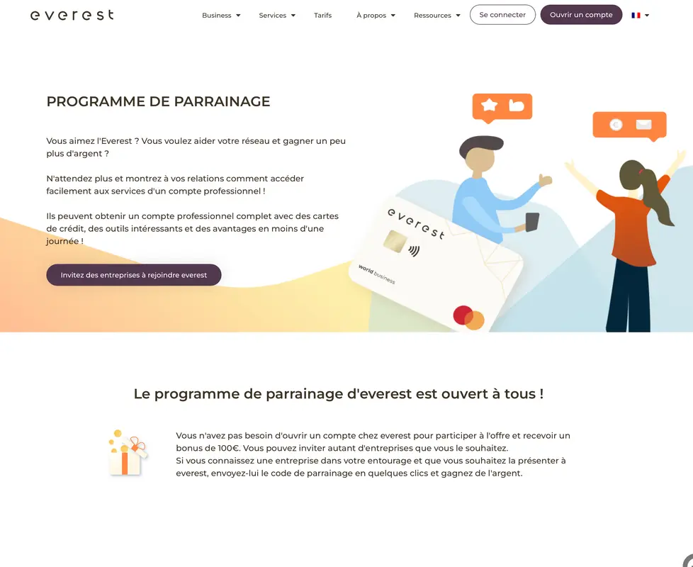 Capture d'écran 1 du programme de parrainage Everest Card
