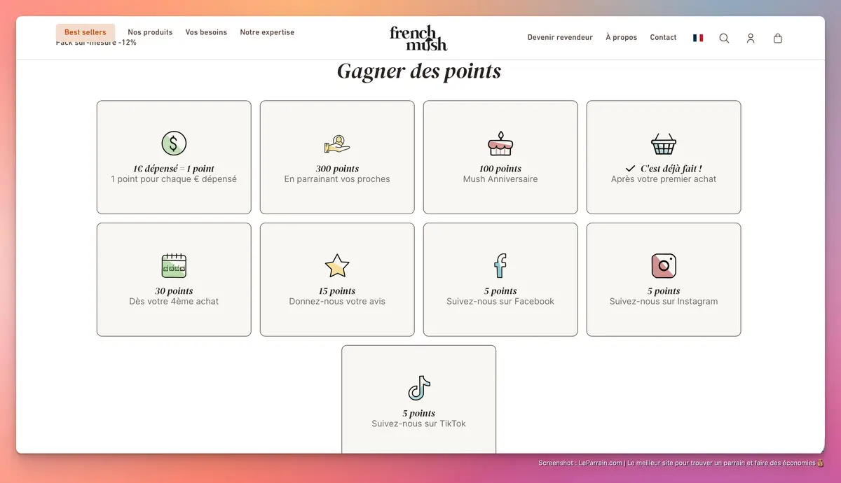 Capture d'écran 3 du programme de parrainage French Mush
