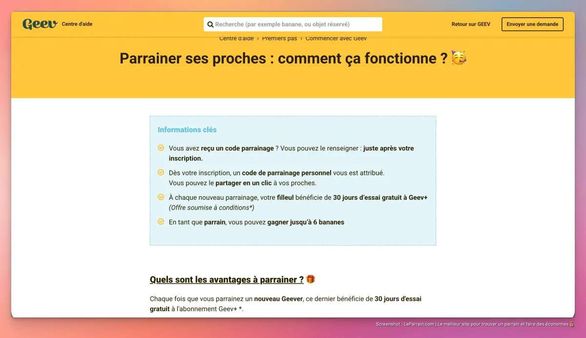 Capture d'écran 4 du programme de parrainage Geev