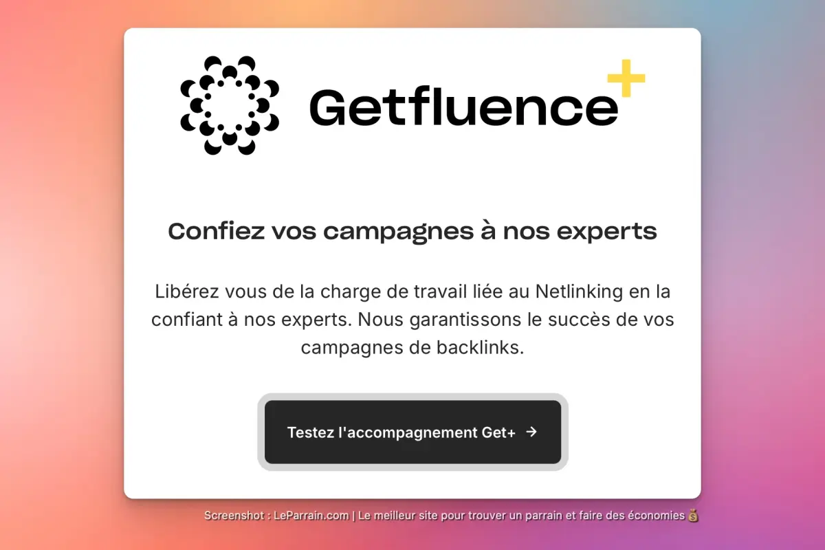 Capture d'écran 3 du programme de parrainage Getfluence
