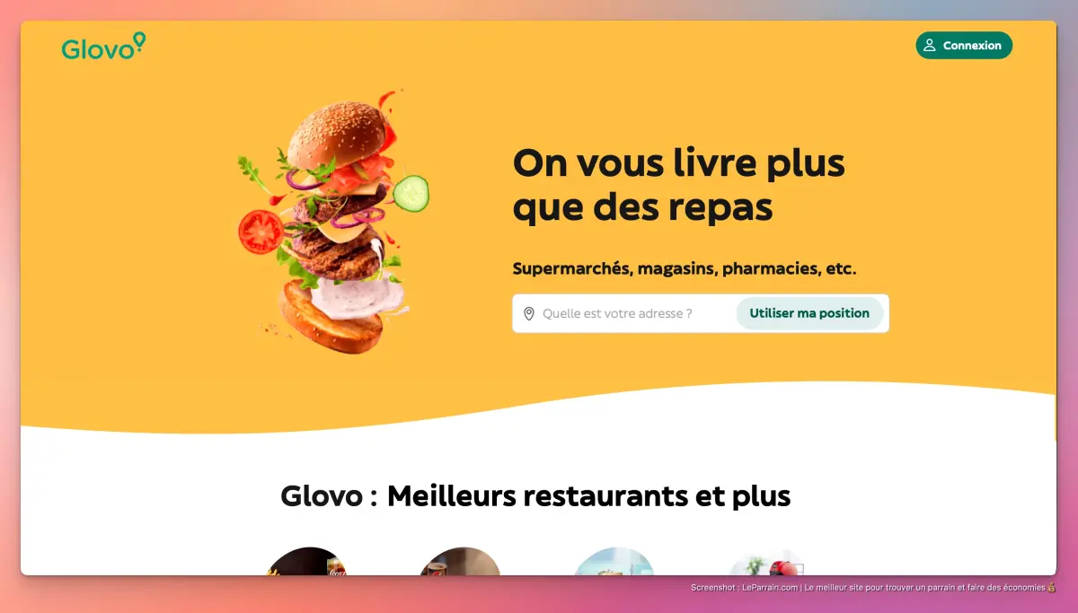 Capture d'écran 1 du programme de parrainage Glovo