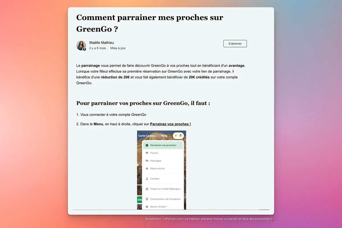 Capture d'écran 1 du programme de parrainage GreenGo