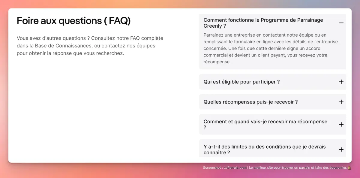 Capture d'écran 3 du programme de parrainage Greenly