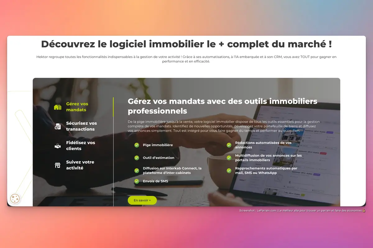 Capture d'écran 7 du programme de parrainage Hektor (La Boite Immo)