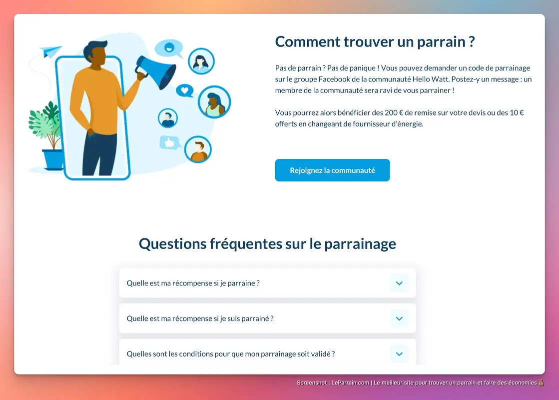 Capture d'écran 4 du programme de parrainage Hello Watt