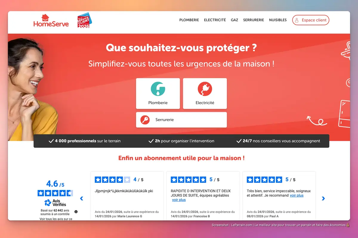Capture d'écran 2 du programme de parrainage HomeServe