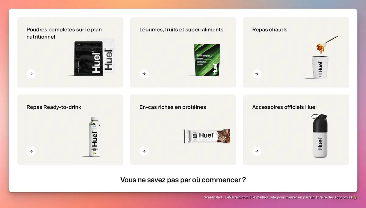 Capture d'écran 3 du programme de parrainage Huel