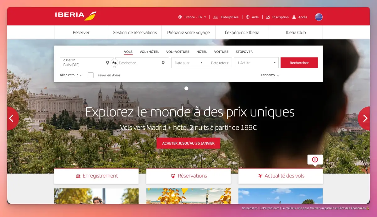 Capture d'écran 1 du programme de parrainage Iberia