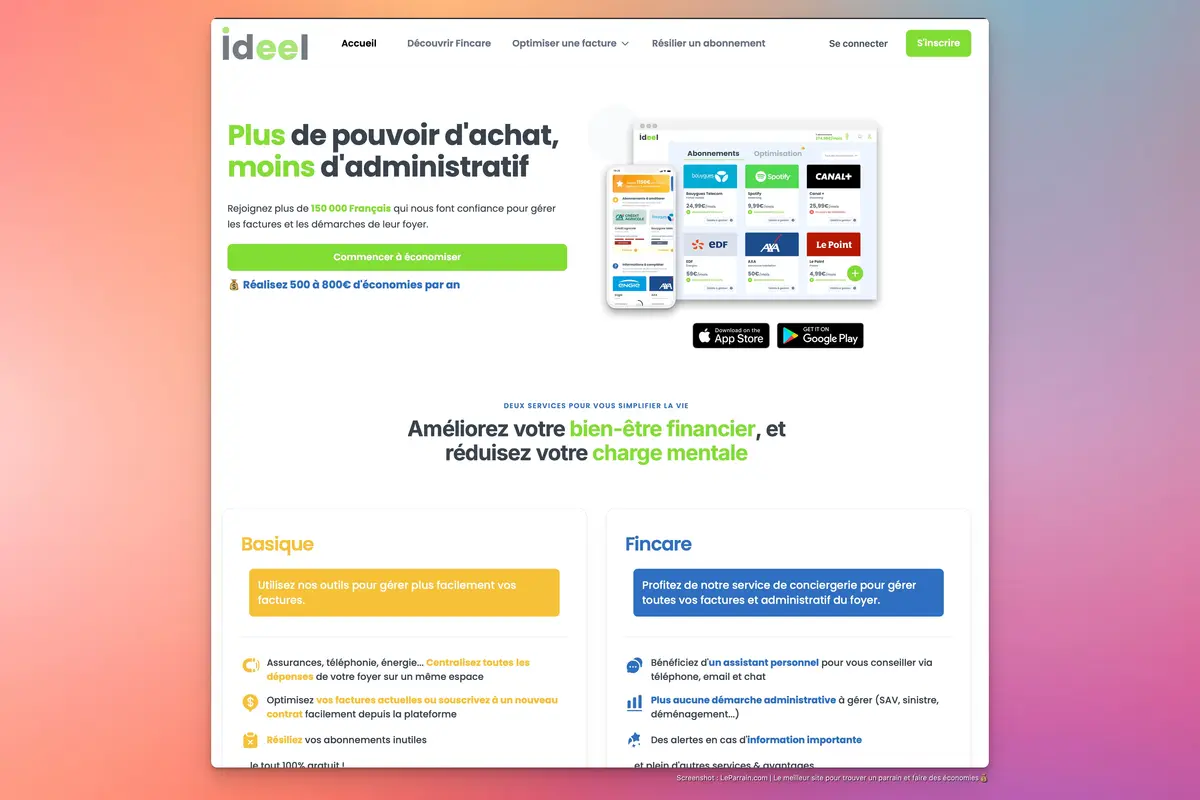 Capture d'écran 9 du programme de parrainage Ideel