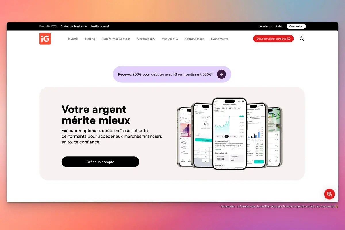 Capture d'écran 3 du programme de parrainage IG