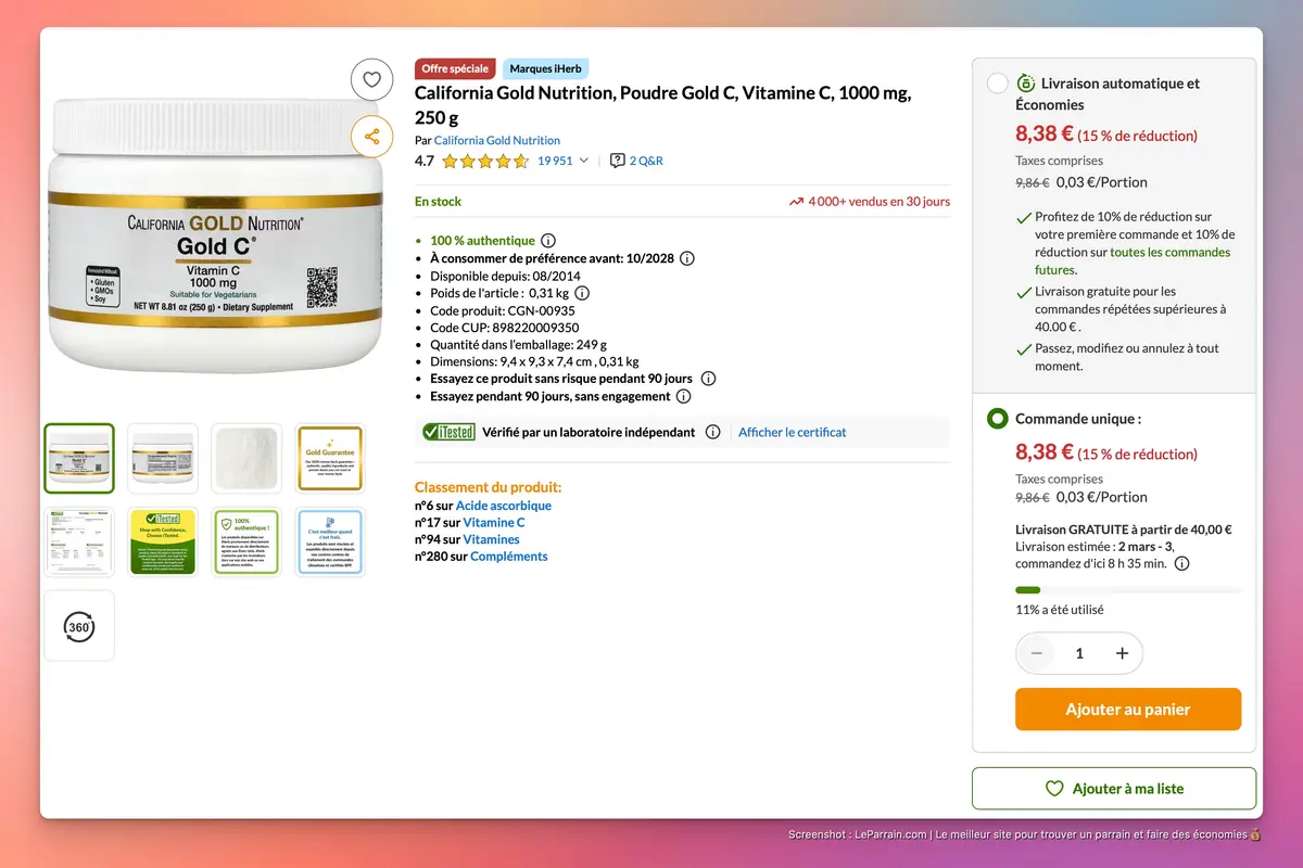 Capture d'écran 2 du programme de parrainage iHerb