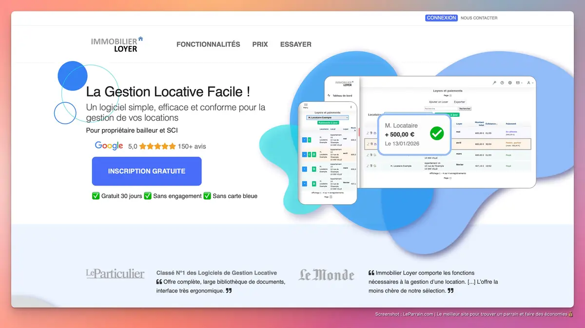 Capture d'écran 2 du programme de parrainage Immobilier Loyer