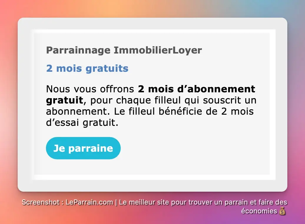 Capture d'écran 3 du programme de parrainage Immobilier Loyer