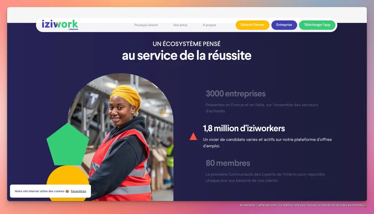 Capture d'écran 1 du programme de parrainage Iziwork