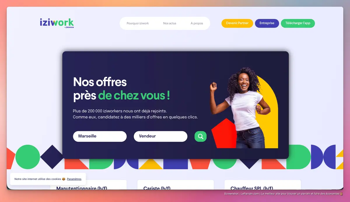 Capture d'écran 3 du programme de parrainage Iziwork