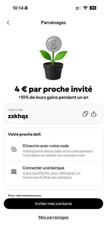 Capture d'écran 7 du programme de parrainage Joko