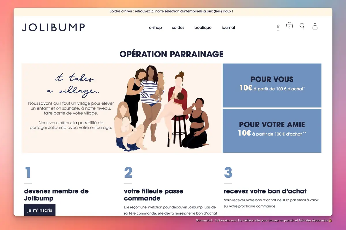 Capture d'écran 6 du programme de parrainage Jolibump