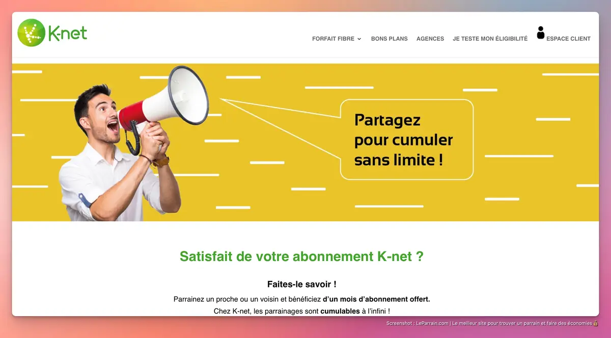 Capture d'écran 3 du programme de parrainage K-Net