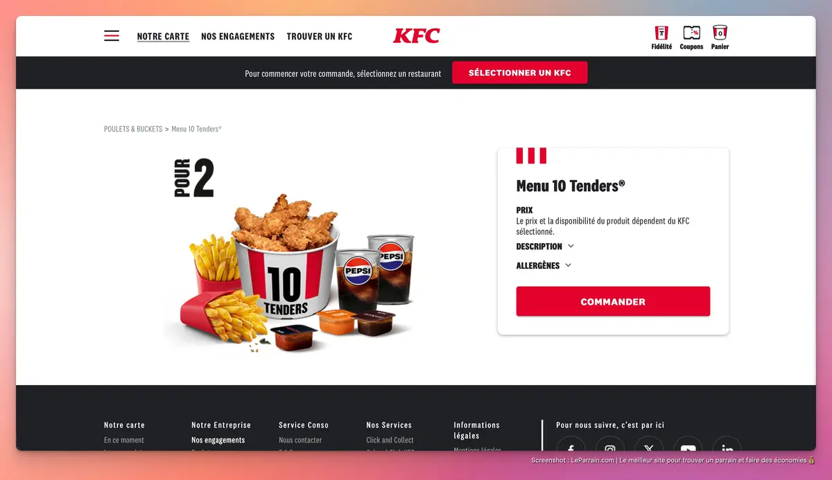 Capture d'écran 2 du programme de parrainage KFC