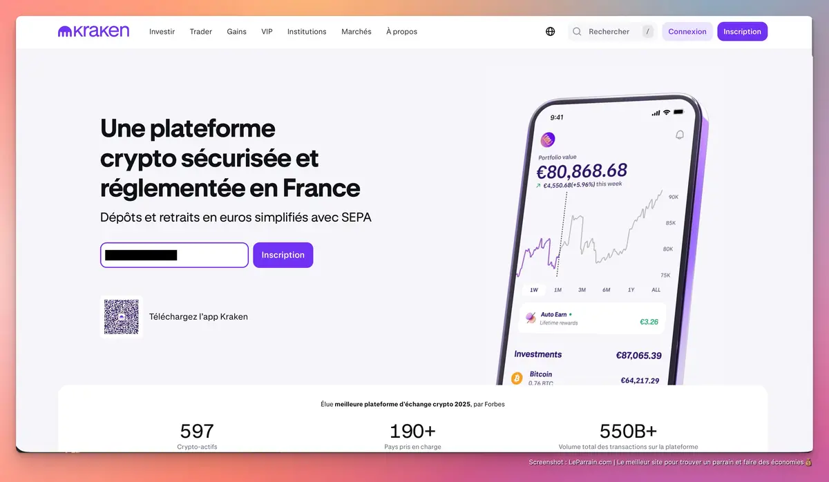 Capture d'écran 4 du programme de parrainage Kraken