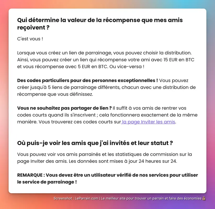 Capture d'écran 1 du programme de parrainage Kriptomat