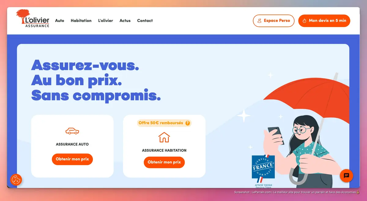 Capture d'écran 2 du programme de parrainage L'olivier Assurance