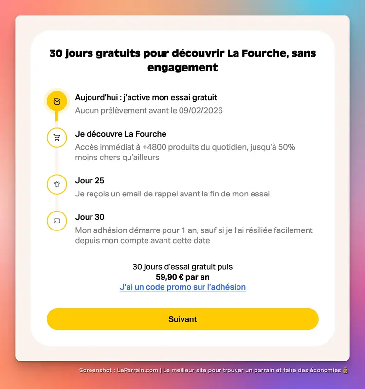 Capture d'écran 5 du programme de parrainage La Fourche