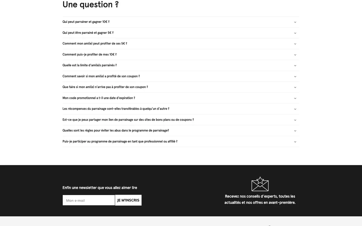 Page du programme de parrainage La Marque en moins