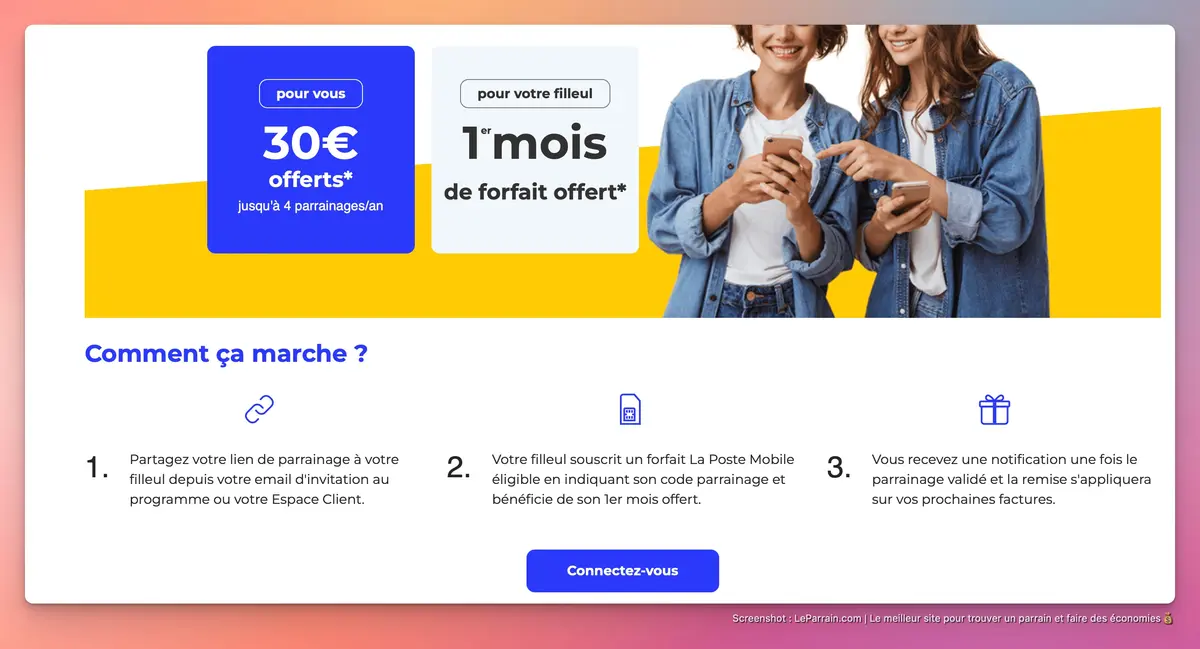 Capture d'écran 2 du programme de parrainage La Poste Mobile