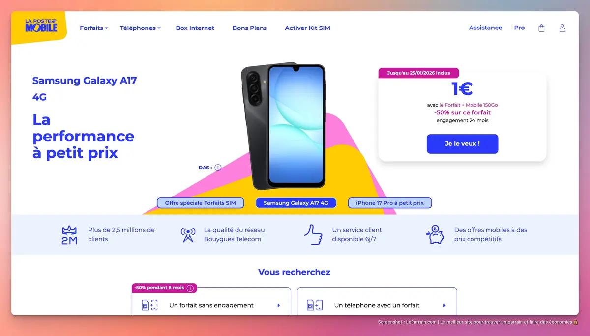 Capture d'écran 3 du programme de parrainage La Poste Mobile