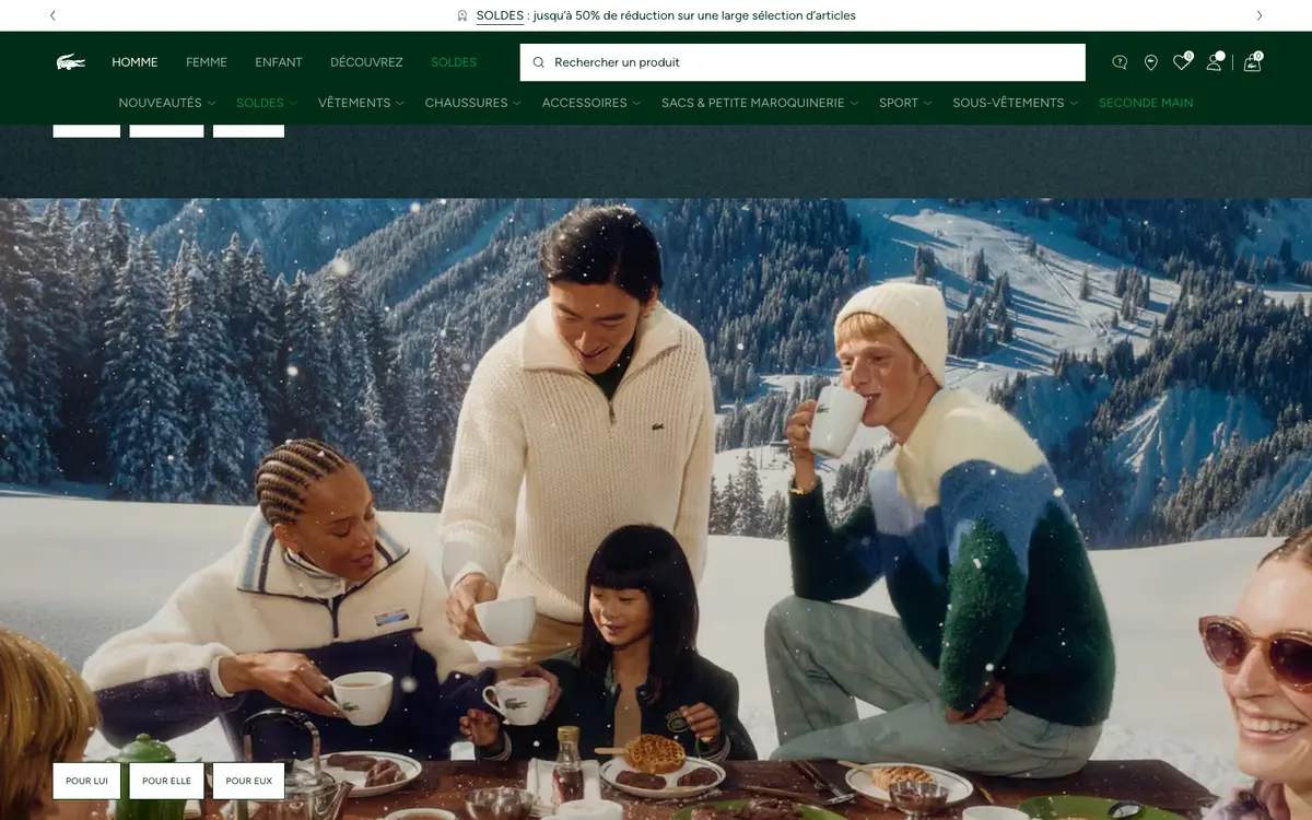 Aperçu du site Lacoste