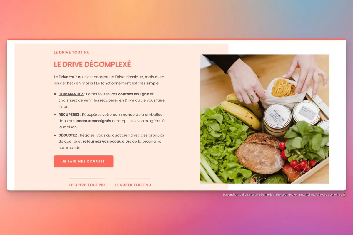 Capture d'écran 4 du programme de parrainage Le Drive Tout Nu