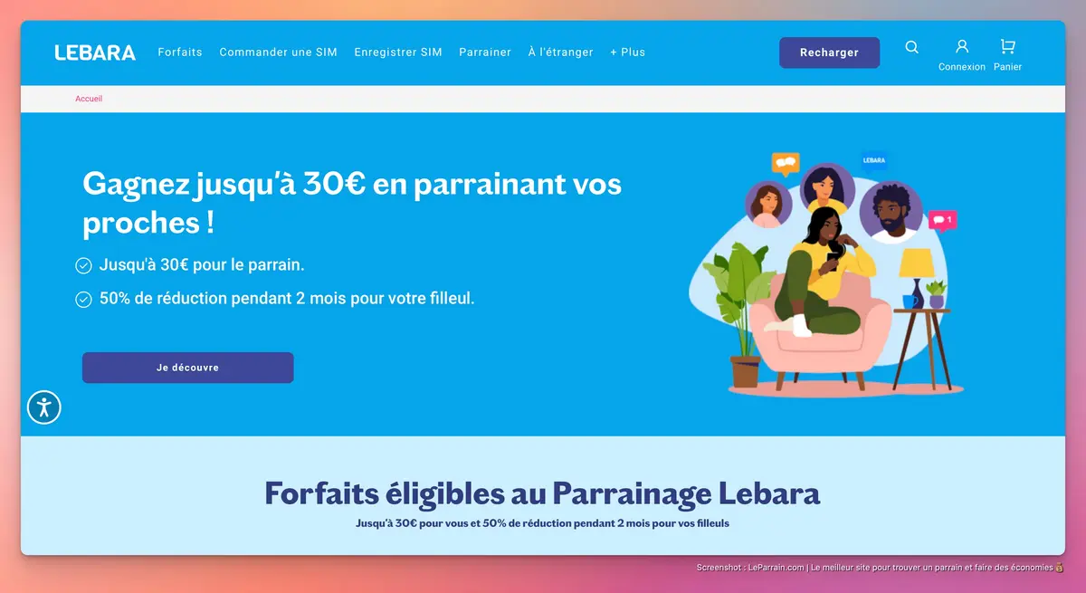 Capture d'écran 1 du programme de parrainage Lebara