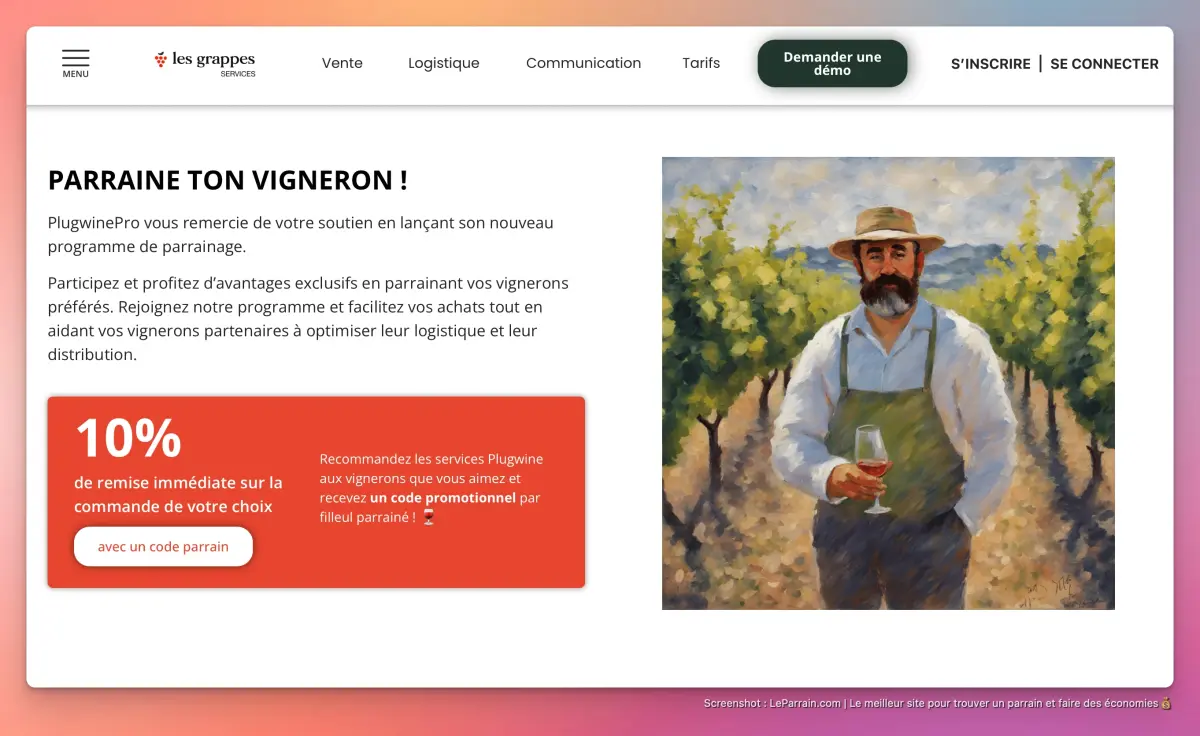Capture d'écran 1 du programme de parrainage Les Grappes