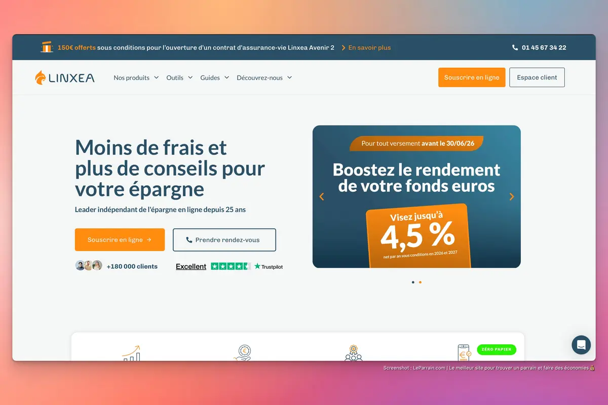 Capture d'écran 1 du programme de parrainage Linxea