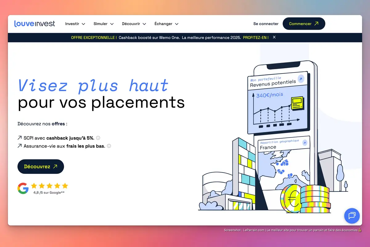 Capture d'écran 1 du programme de parrainage Louve Invest