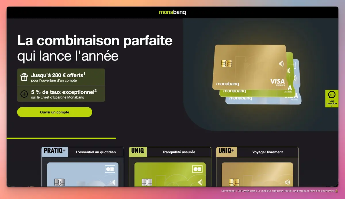 Capture d'écran 1 du programme de parrainage Monabanq