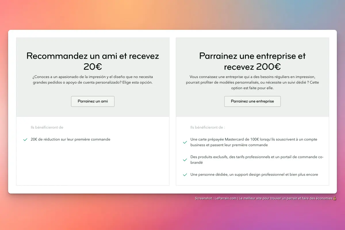 Capture d'écran 2 du programme de parrainage MOO