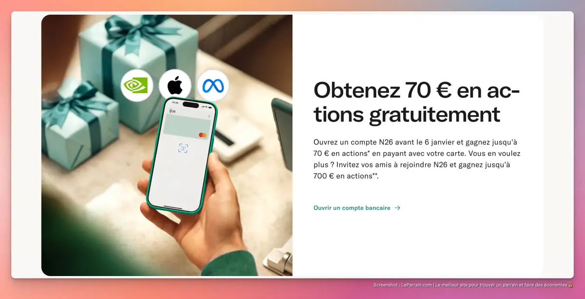 Capture d'écran 3 du programme de parrainage N26