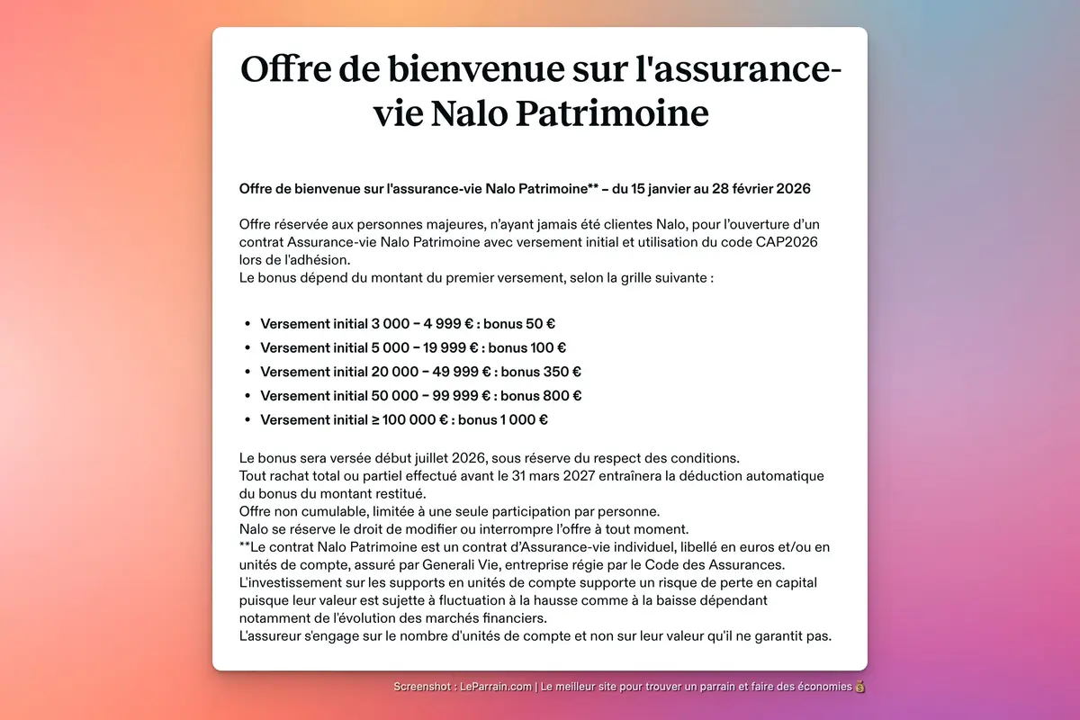Capture d'écran 3 du programme de parrainage Nalo