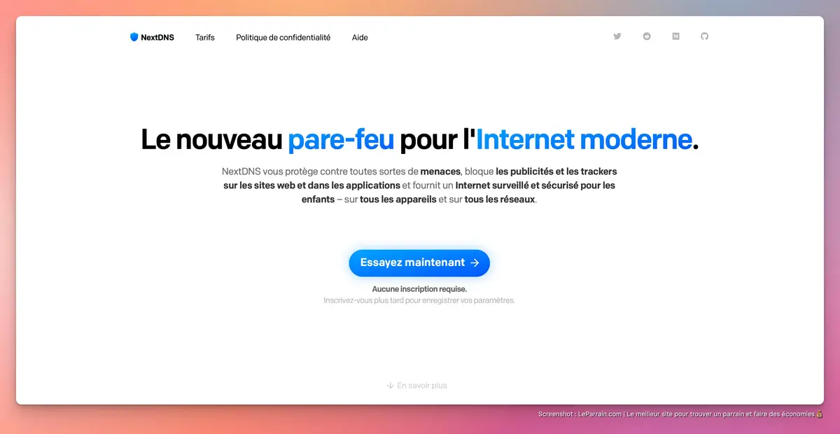 Capture d'écran 2 du programme de parrainage NextDNS