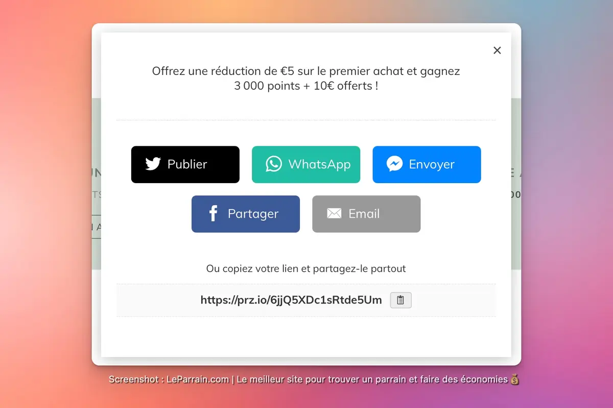 Capture d'écran 6 du programme de parrainage Nuoo