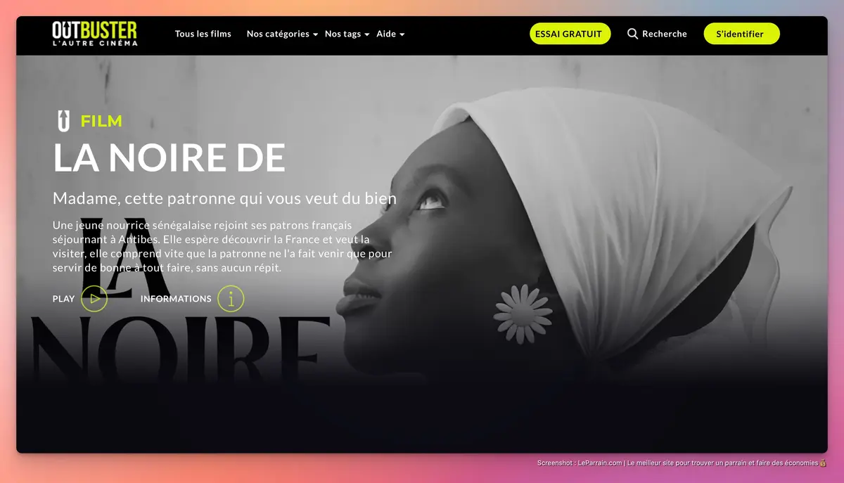 Capture d'écran 1 du programme de parrainage Outbuster