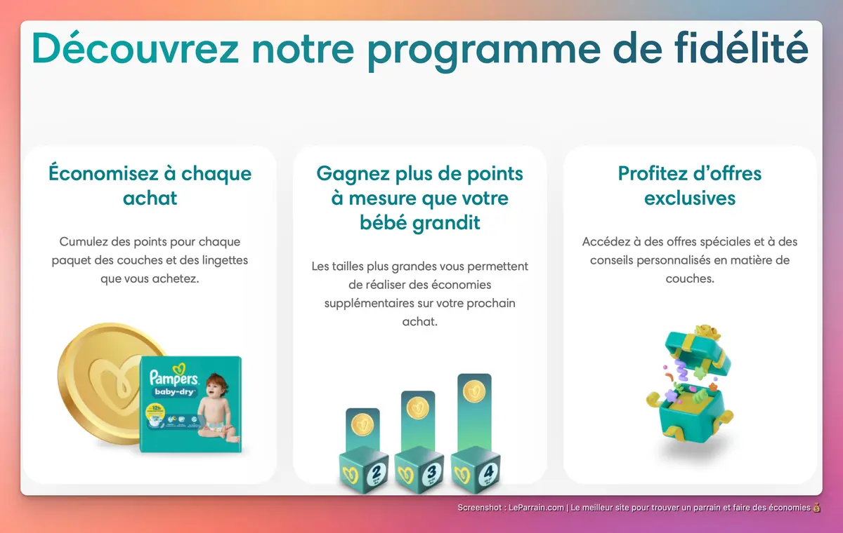 Capture d'écran 3 du programme de parrainage Pampers