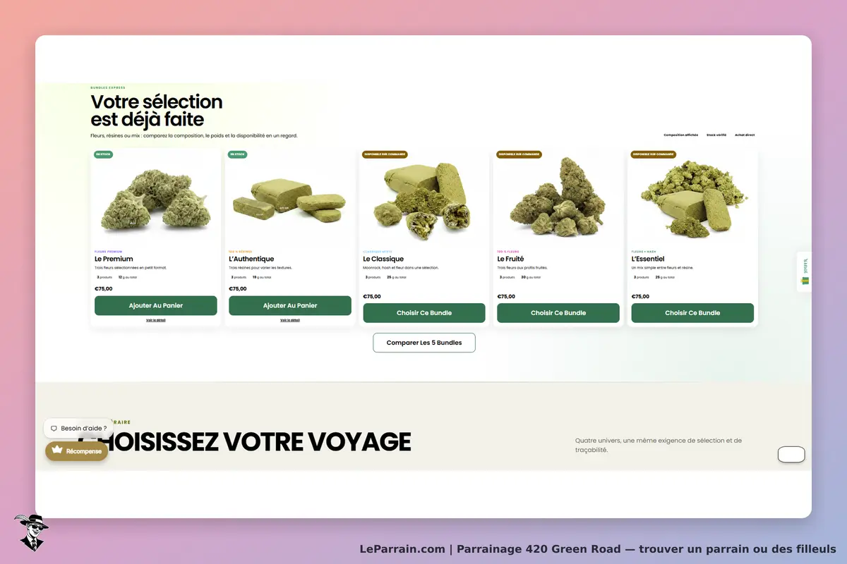 420 Green Road : sélection de produits avec images et options d'ajout au panier