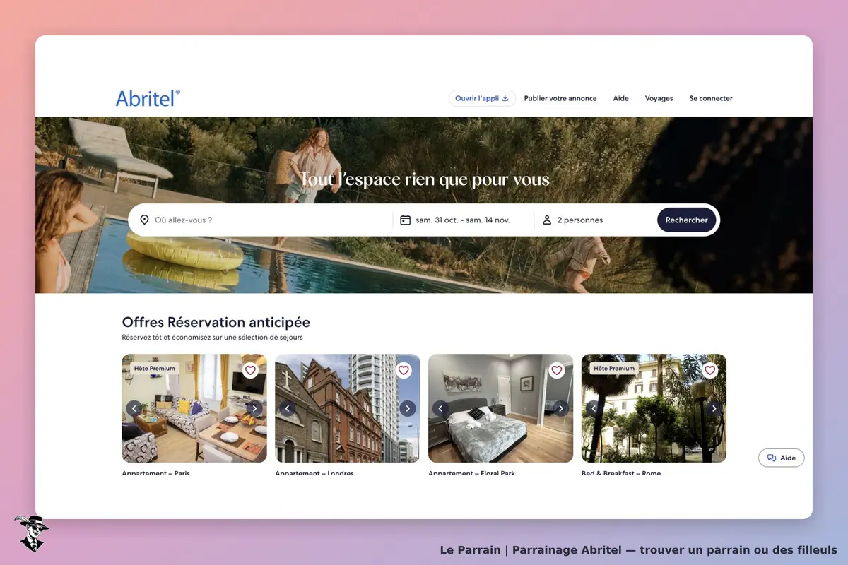 Site officiel Abritel : recherche de locations de vacances et exemples d’hébergements, le 19 octobre 2026.