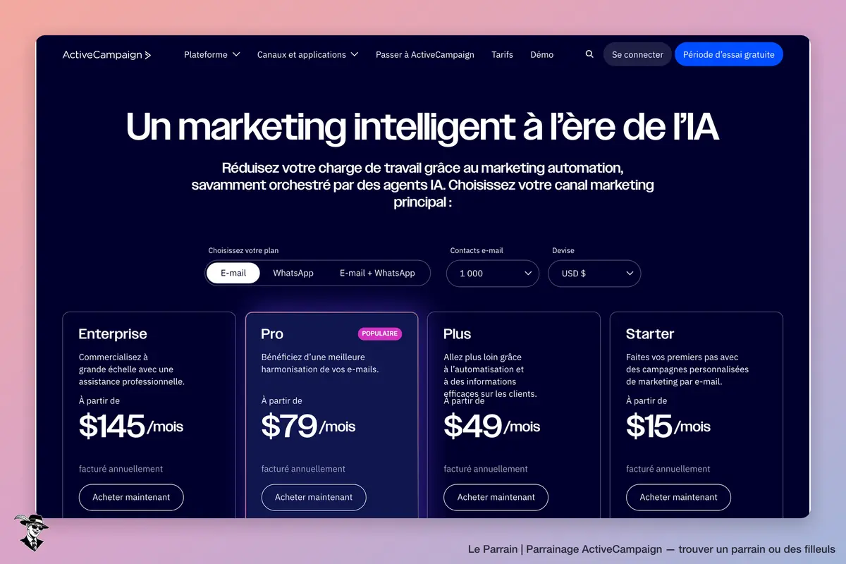 Capture d'écran de ActiveCampaign