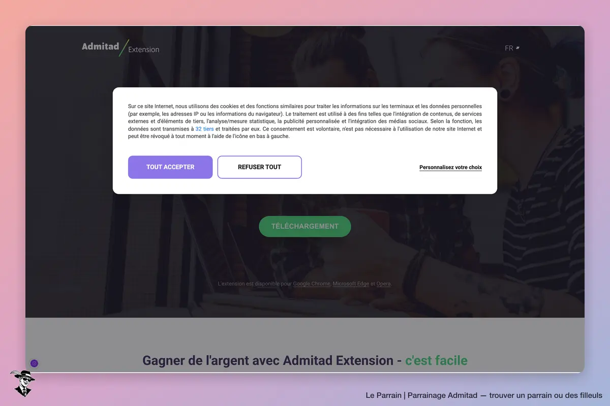Page d'accueil de Admitad